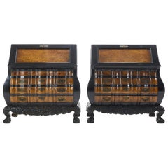 Pair of 19th Century Padauk and Burr Wood Dutch Colonial Bureaux