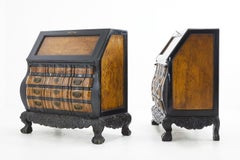 Pair of 19th Century Padauk and Burr Wood Dutch Colonial Bureaux