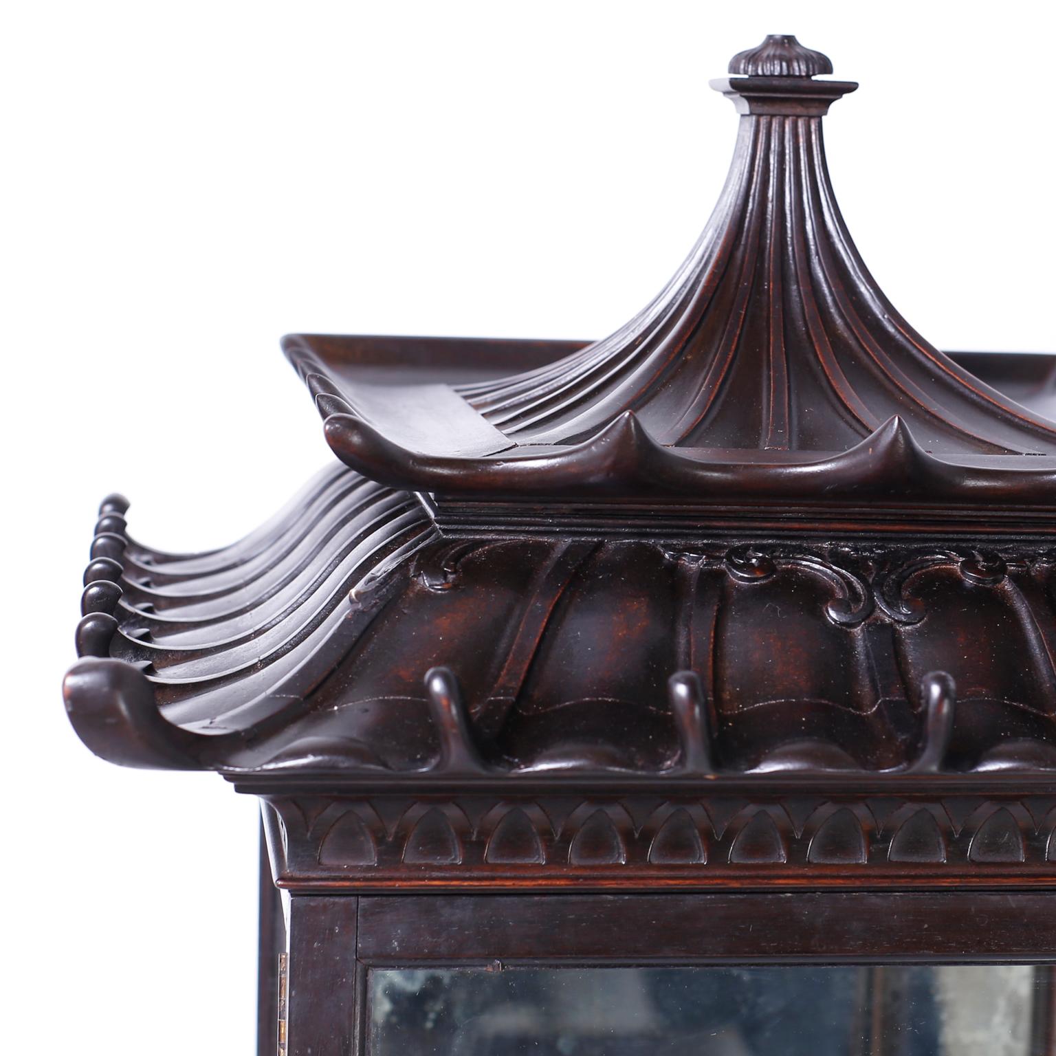 Chinese Chippendale Pair of 19th Century Pagoda Display Cases