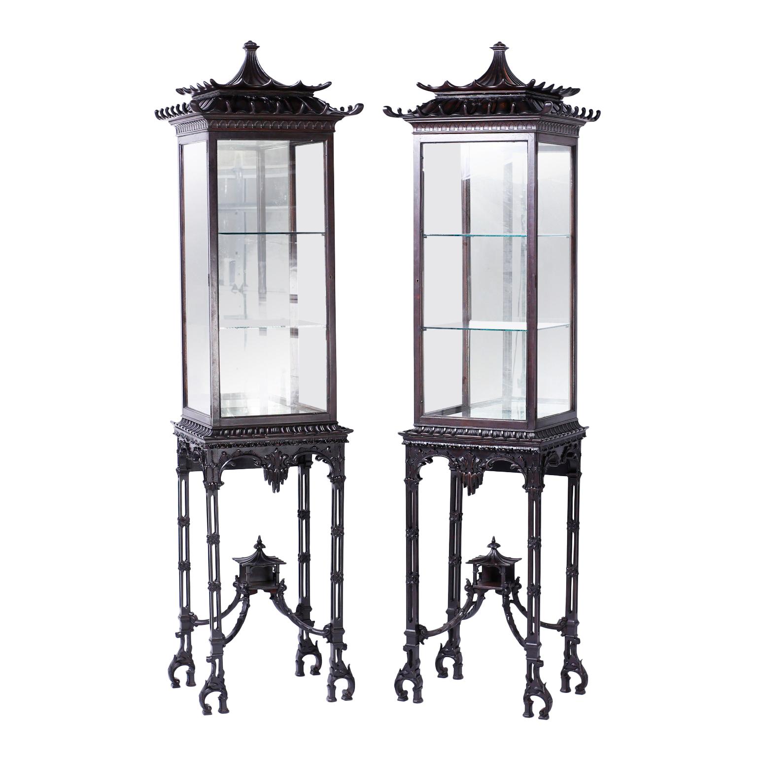 Pair of 19th Century Pagoda Display Cases