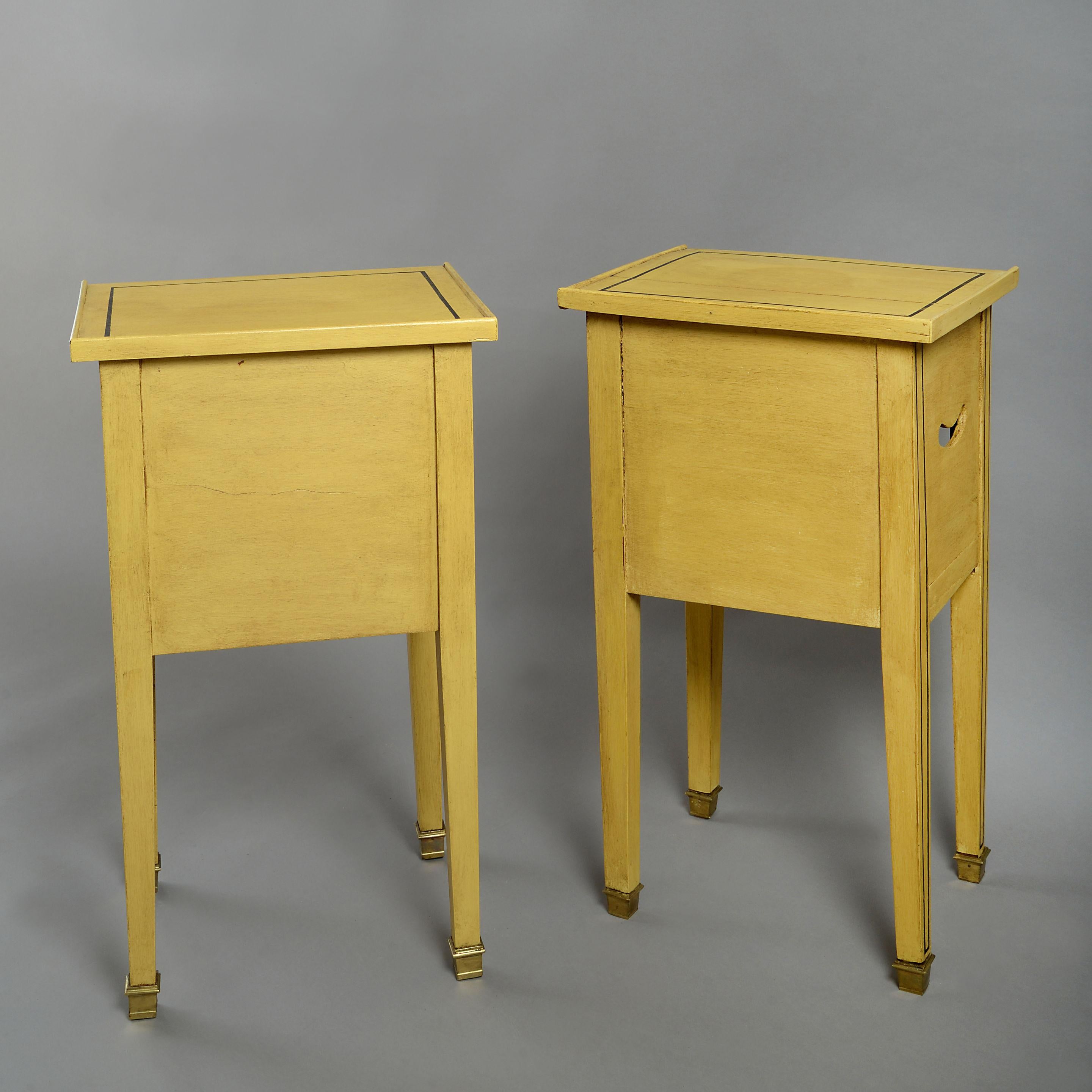 French Pair of 19th Century Painted Bedside Tables
