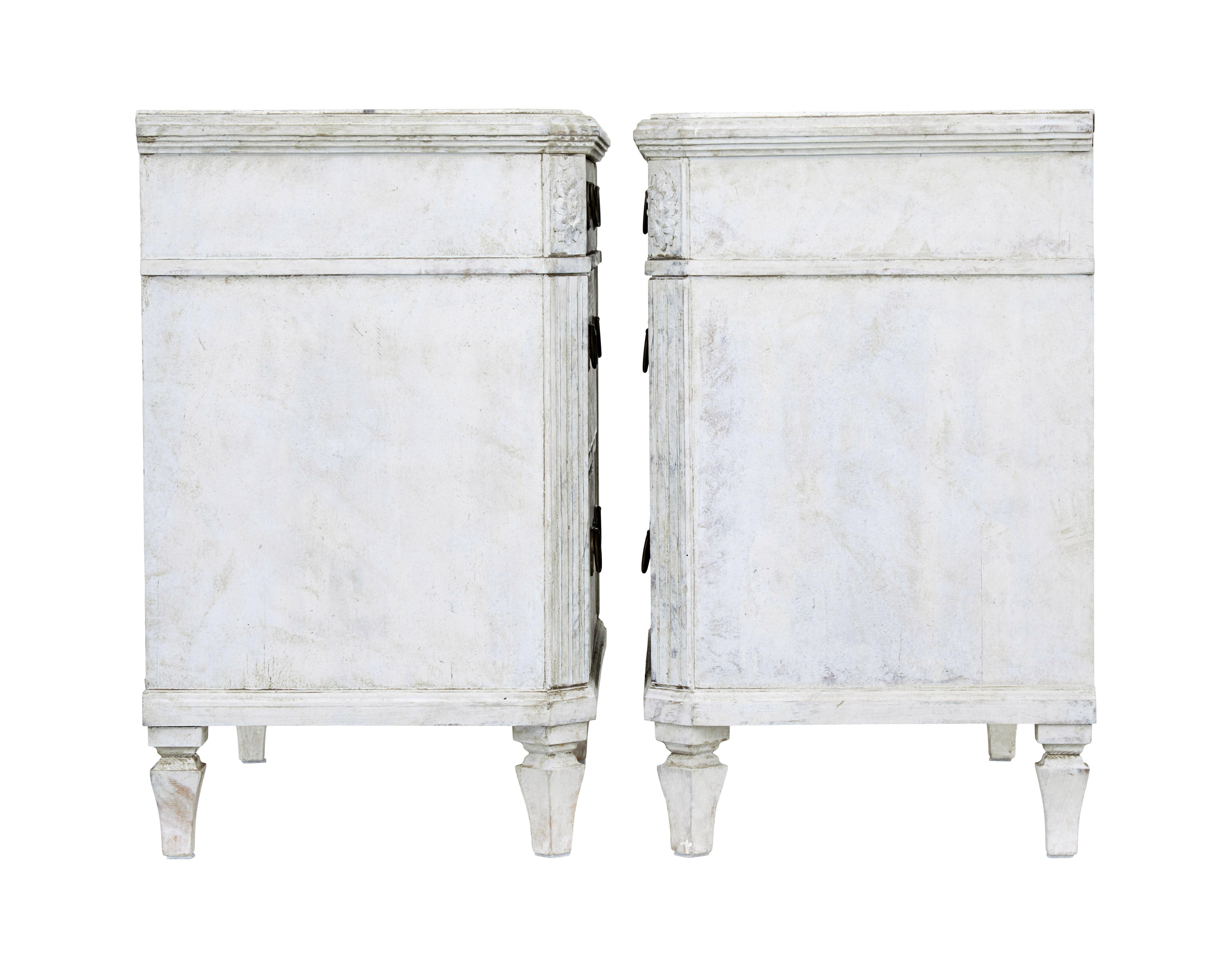 Hand-Carved Pair of 19th century painted chest of drawers For Sale