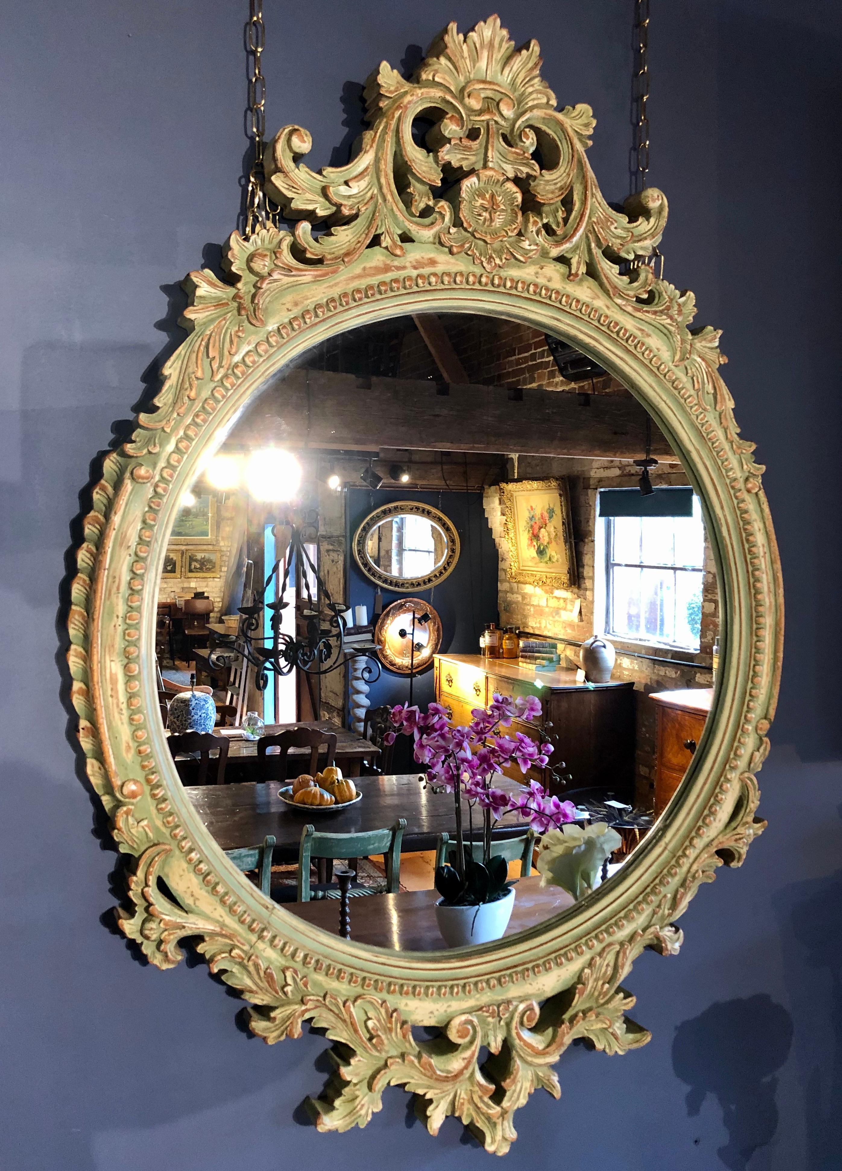 English Pair of 19th Century Painted Circular Mirrors