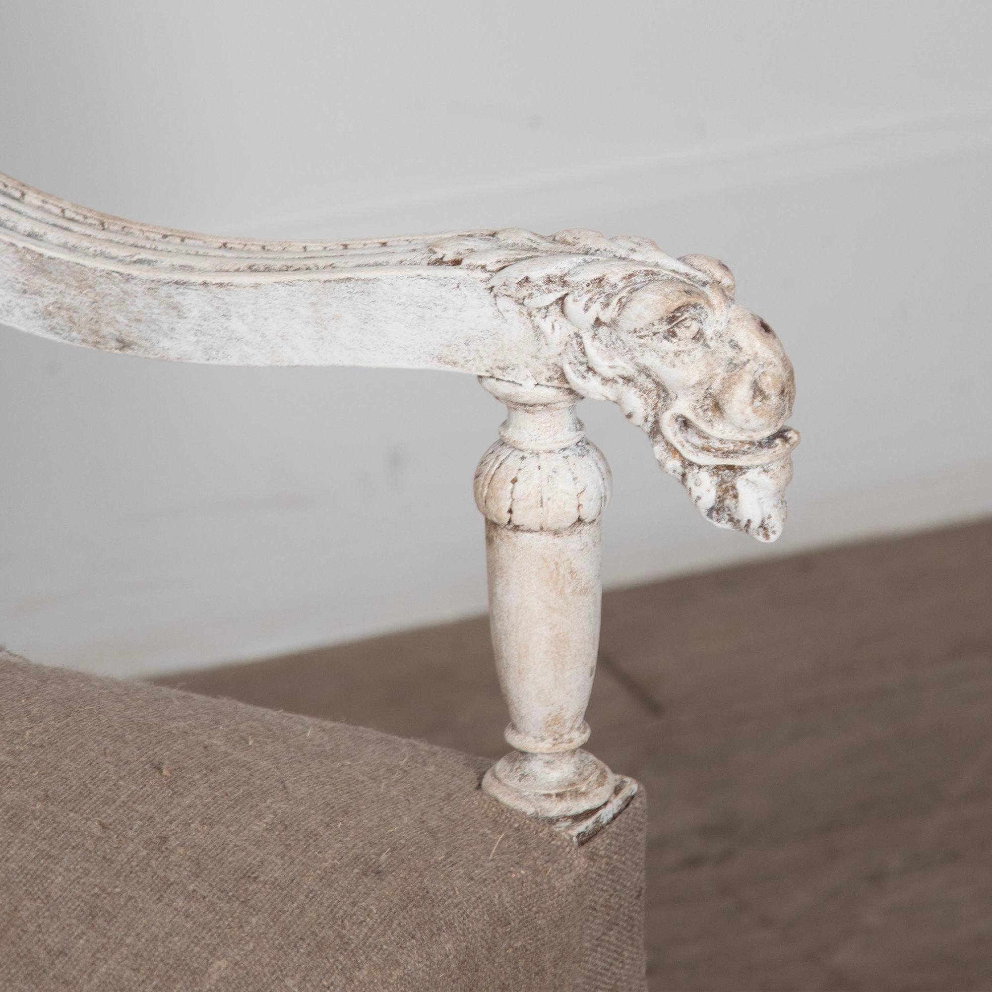 XIXe siècle Paire de fauteuils décoratifs ouverts peints du 19ème siècle en vente