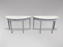 Pair of 19th Century Painted Demi Lune Console Tables