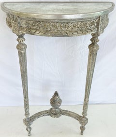 Pair of 19th Century Painted Demilune Consoles with Mirrored Tops