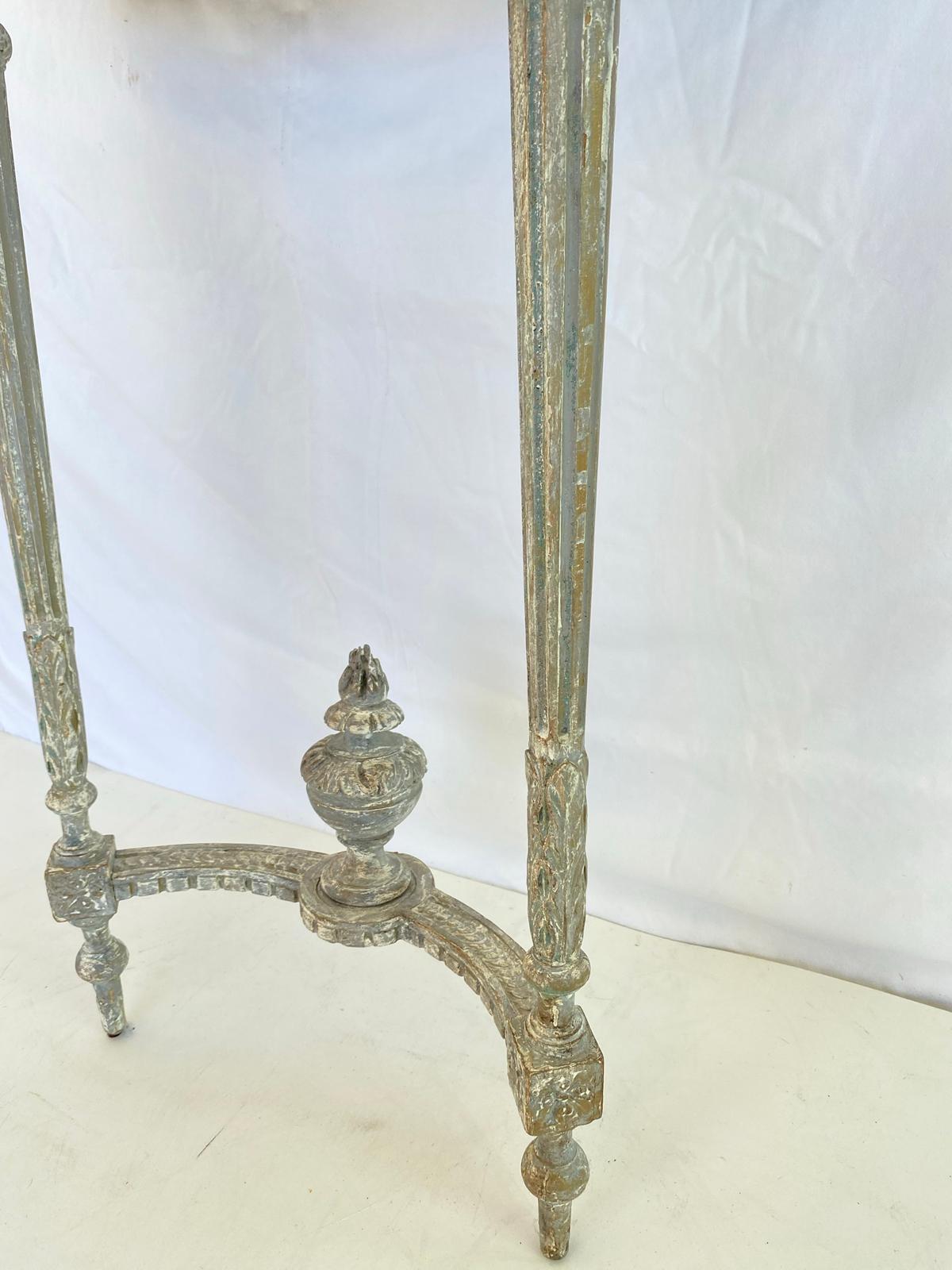 Pair of 19th Century Painted Demilune Consoles with Mirrored Tops In Good Condition For Sale In West Palm Beach, FL