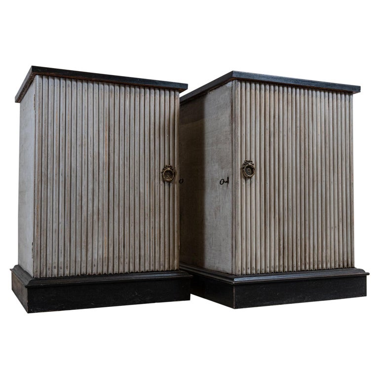 Pair of 19th Century Painted and Ebonised Reeded or Bedside