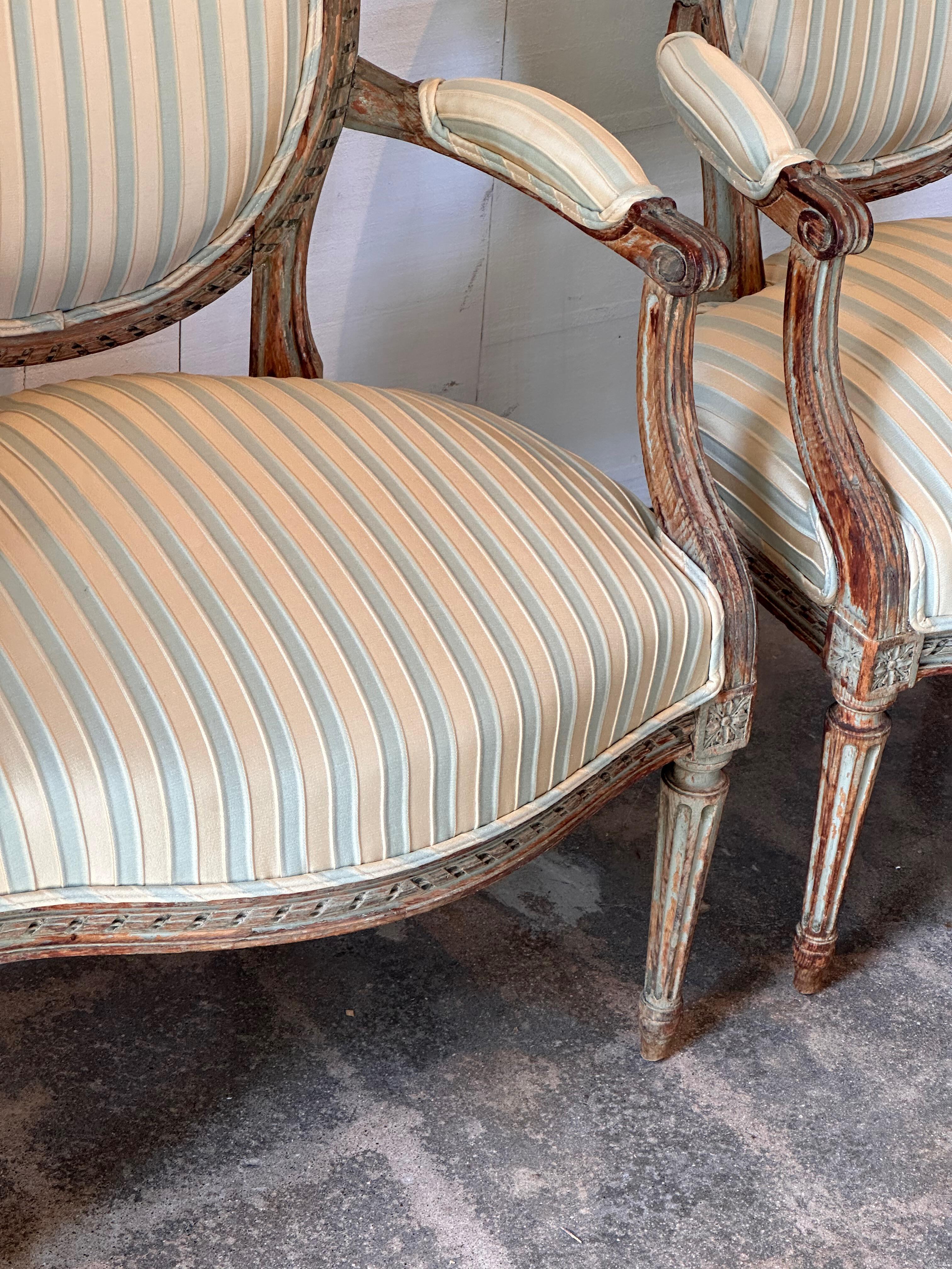 Pair of 19th Century Painted French Chairs In Good Condition For Sale In Charlottesville, VA
