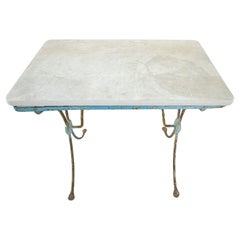 Paar Tische aus lackiertem Eisen des 19. Jahrhunderts mit Steinplatte