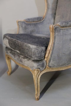 Pair of 19th Century Painted Louis XV-Style Wing Chairs