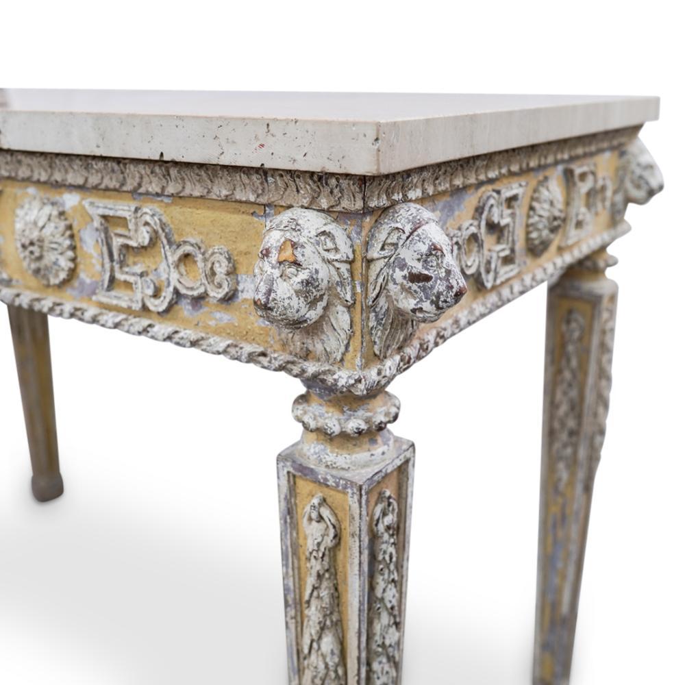 Pair of 19th Century Painted Neoclassical Console Tables In Good Condition In Essex, MA