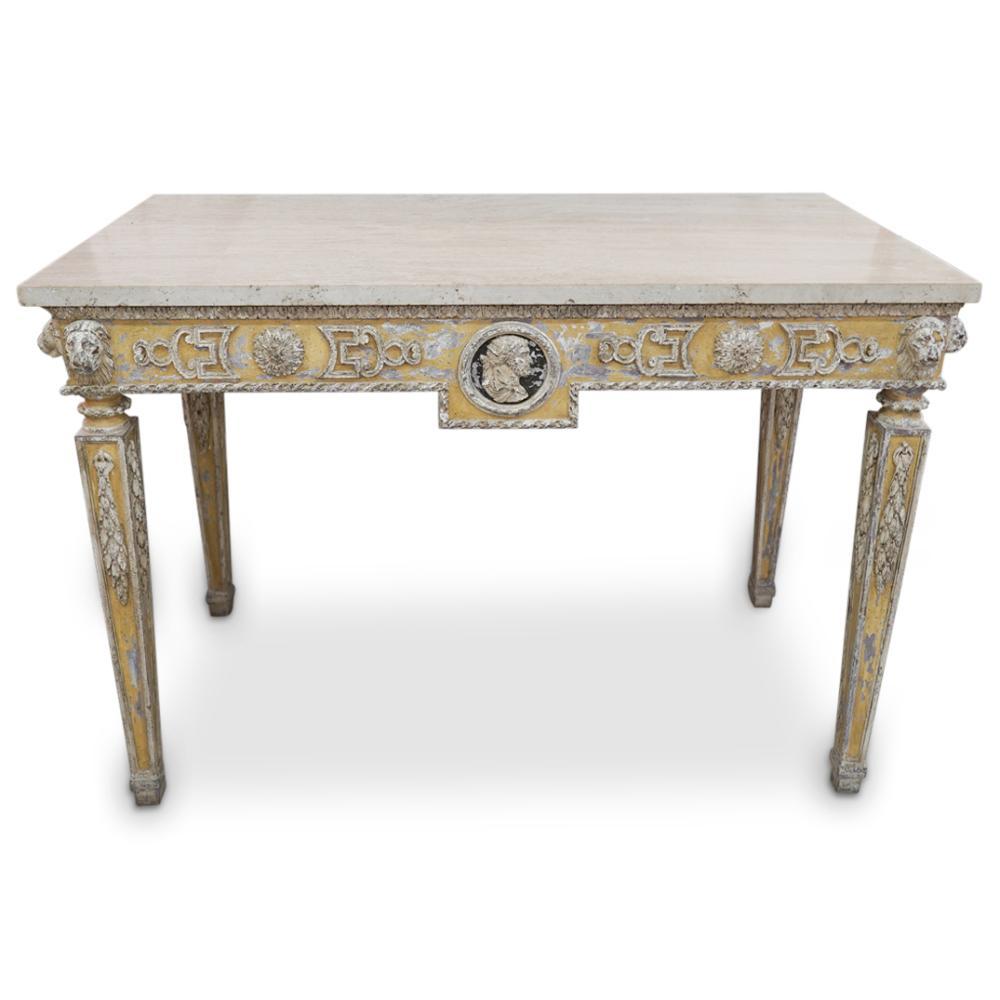Marble Pair of 19th Century Painted Neoclassical Console Tables