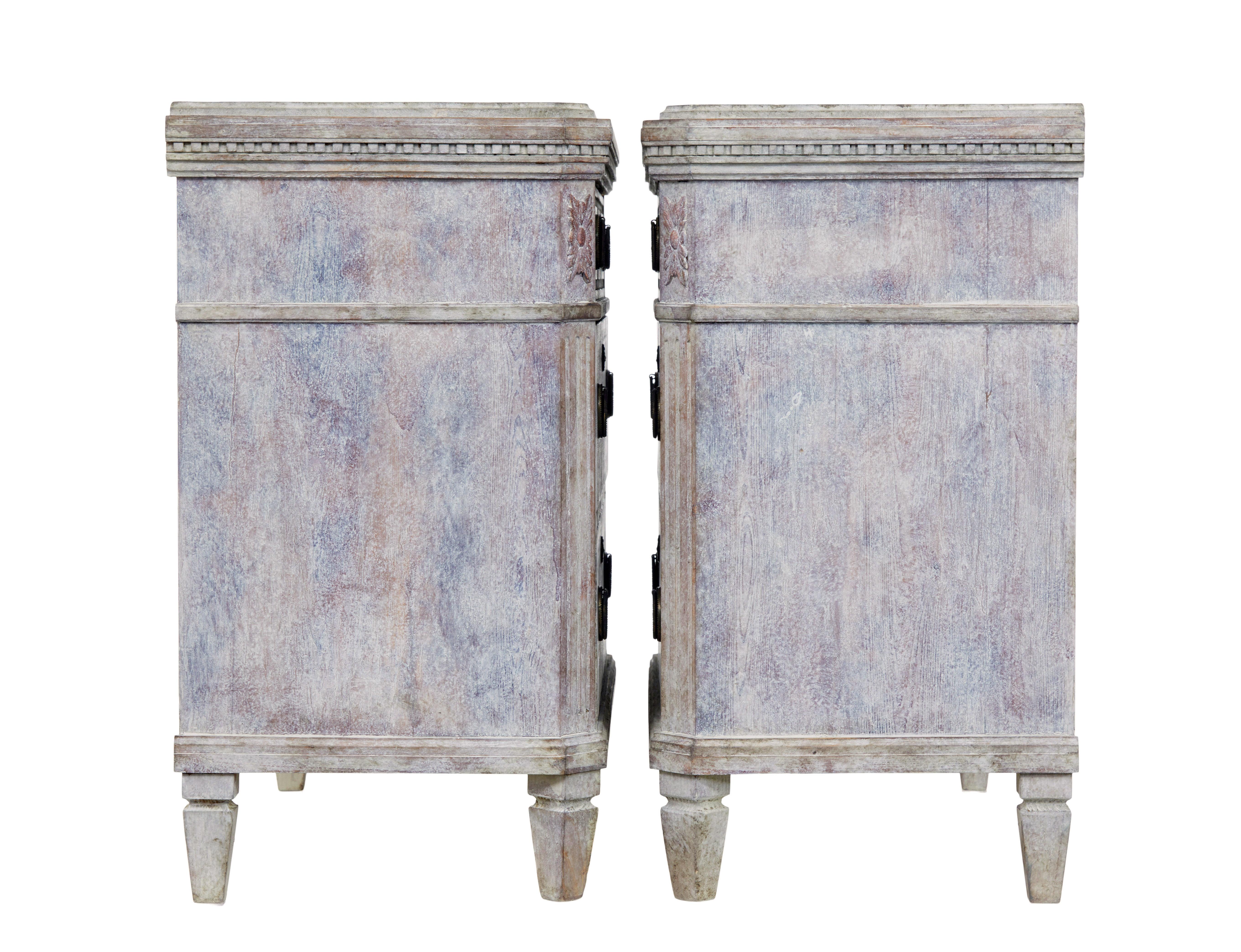 Hand-Crafted Pair of 19th century painted pine Swedish chest of drawers For Sale