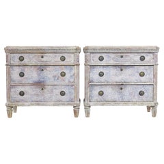 Antique Pair of 19th century painted pine Swedish chest of drawers