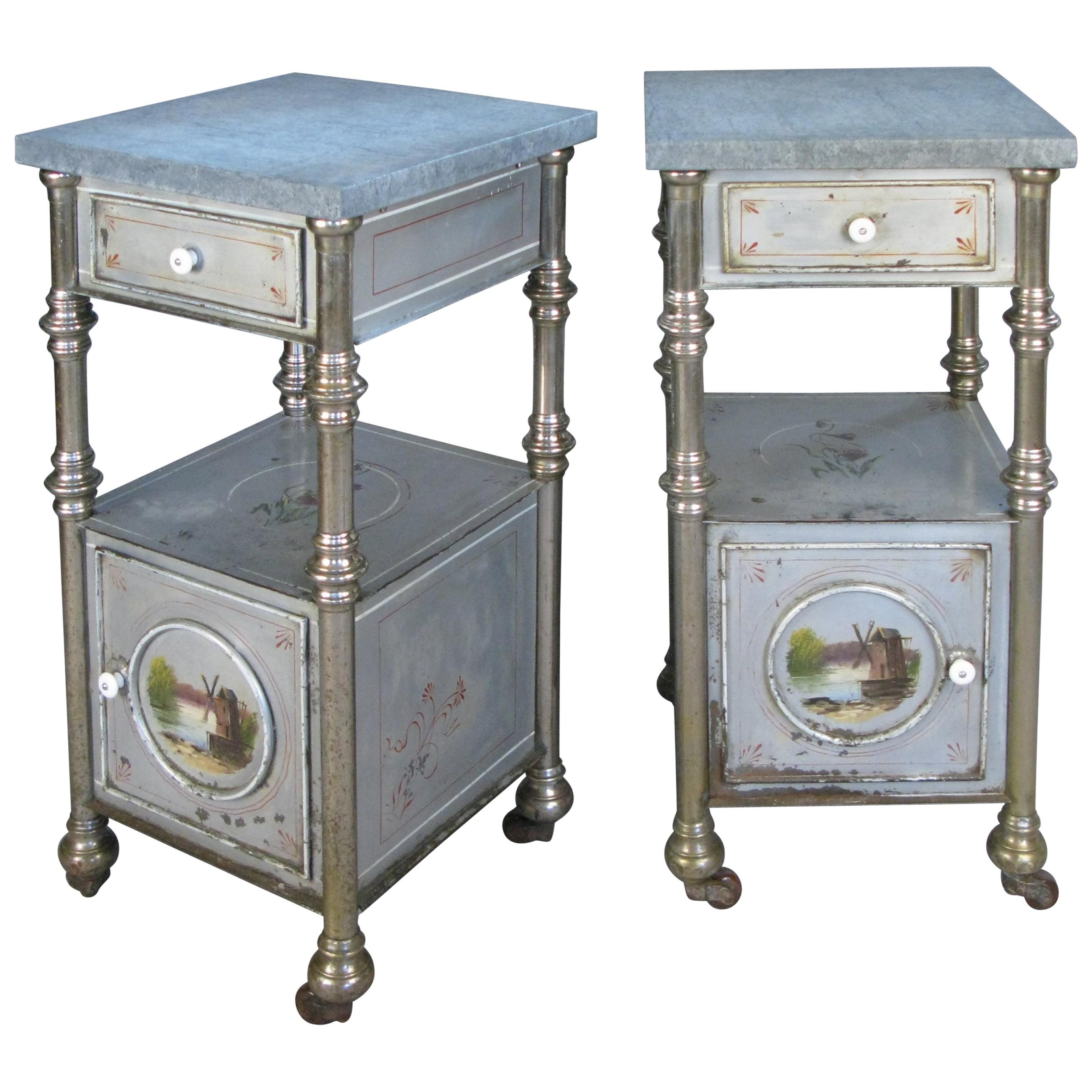 Pair of 19th Century Painted Steel Nightstands