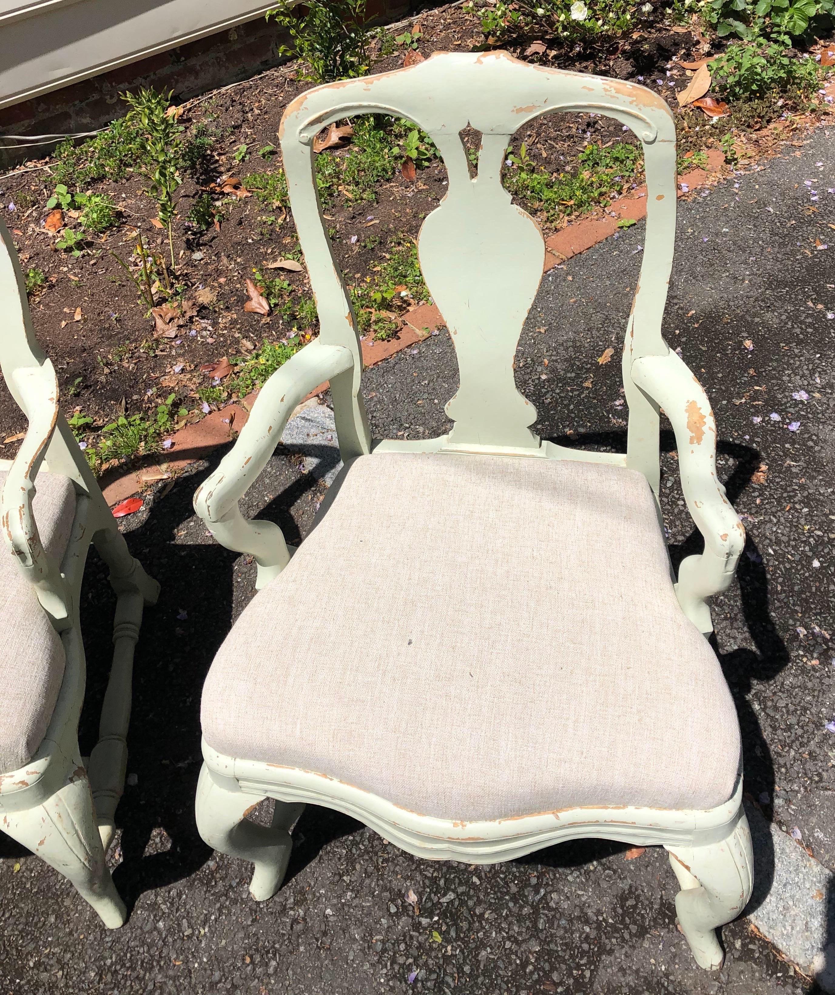 Pair of 19th Century Painted Swedish Armchairs In Good Condition In Charleston, SC