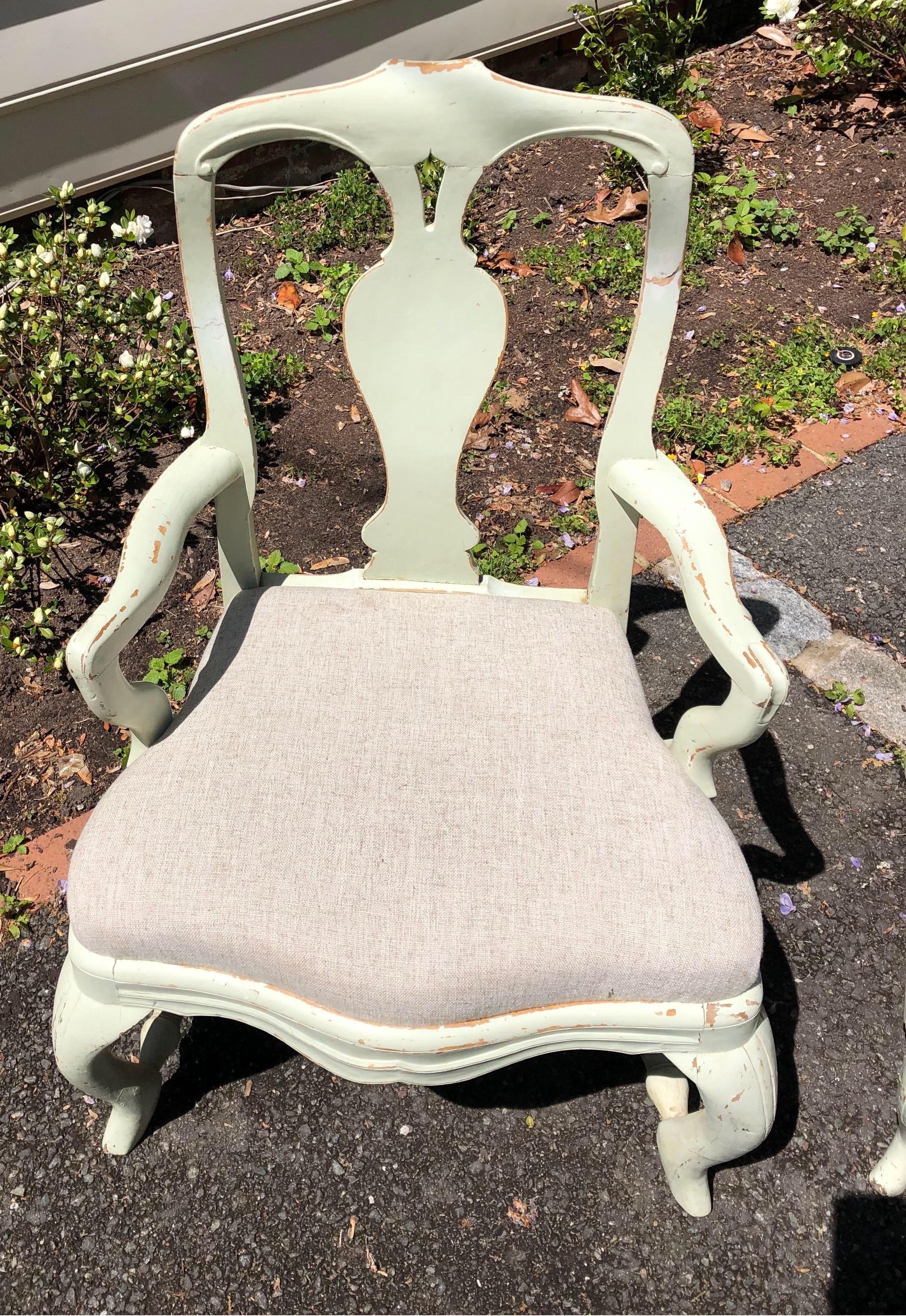 Wood Pair of 19th Century Painted Swedish Armchairs