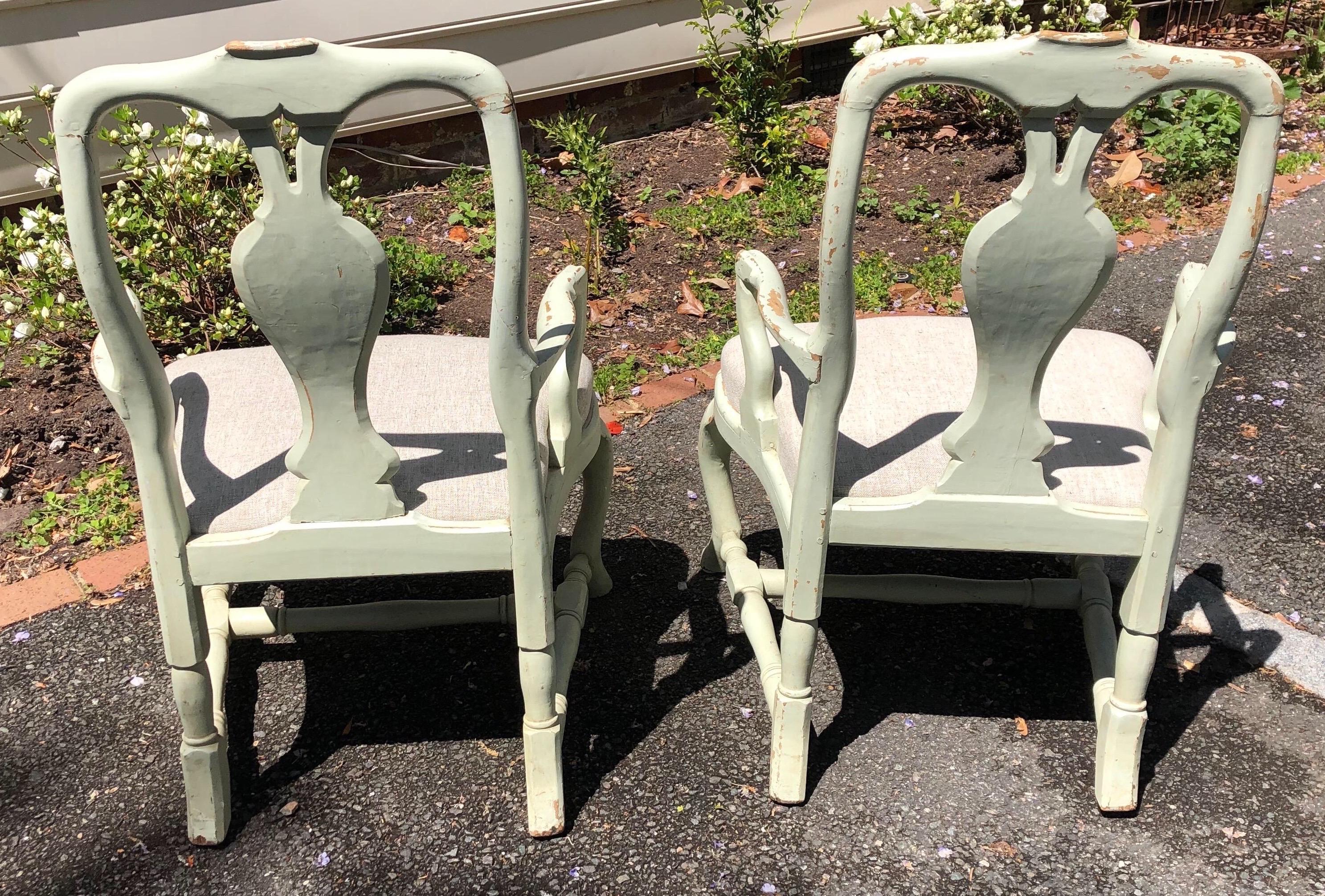 Pair of 19th Century Painted Swedish Armchairs 3
