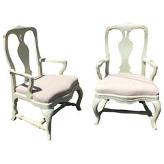 Pair of 19th Century Painted Swedish Armchairs