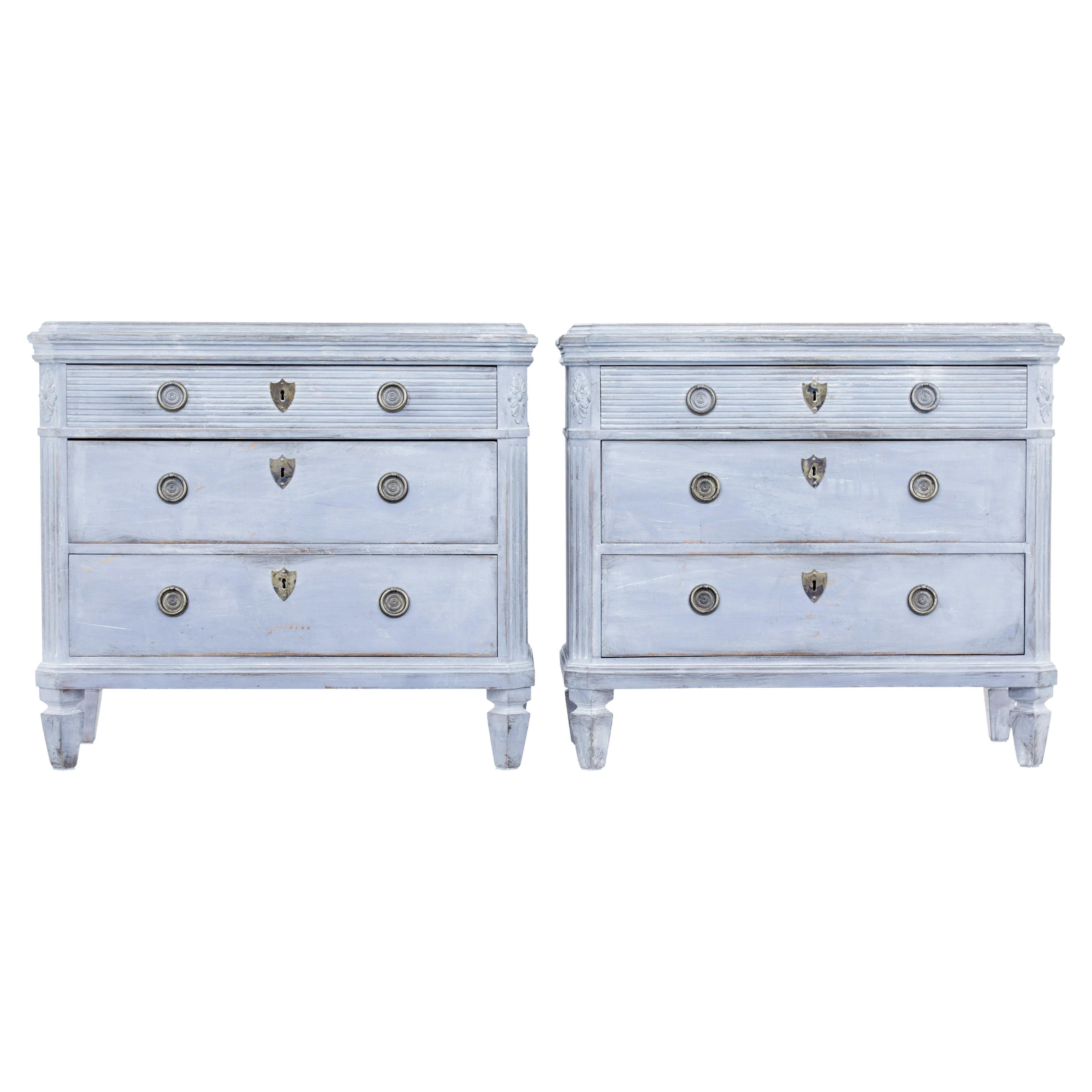 Pair of 19th century painted Swedish chest of drawers For Sale
