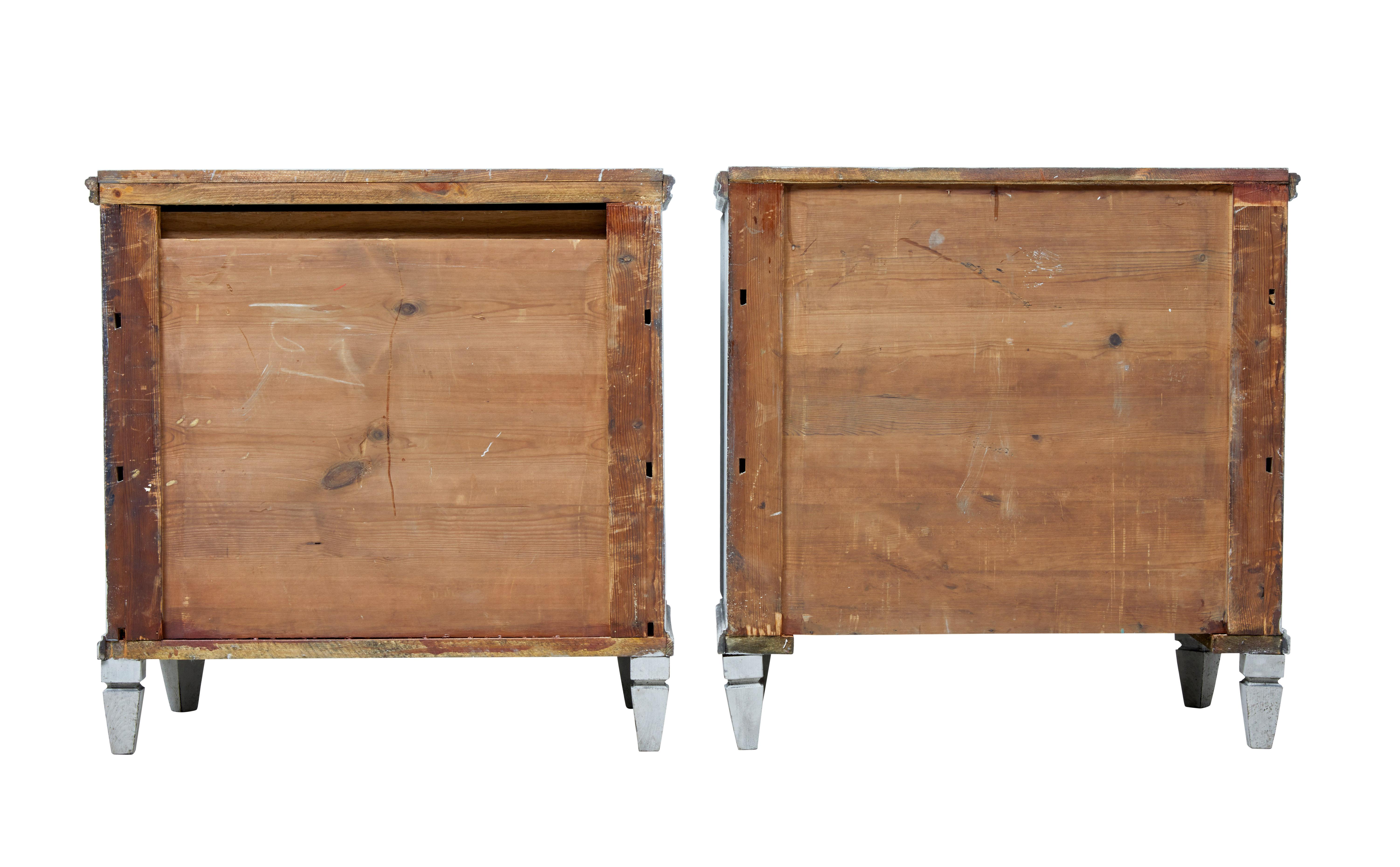 Hand-Painted Pair of 19th Century Painted Swedish Commodes