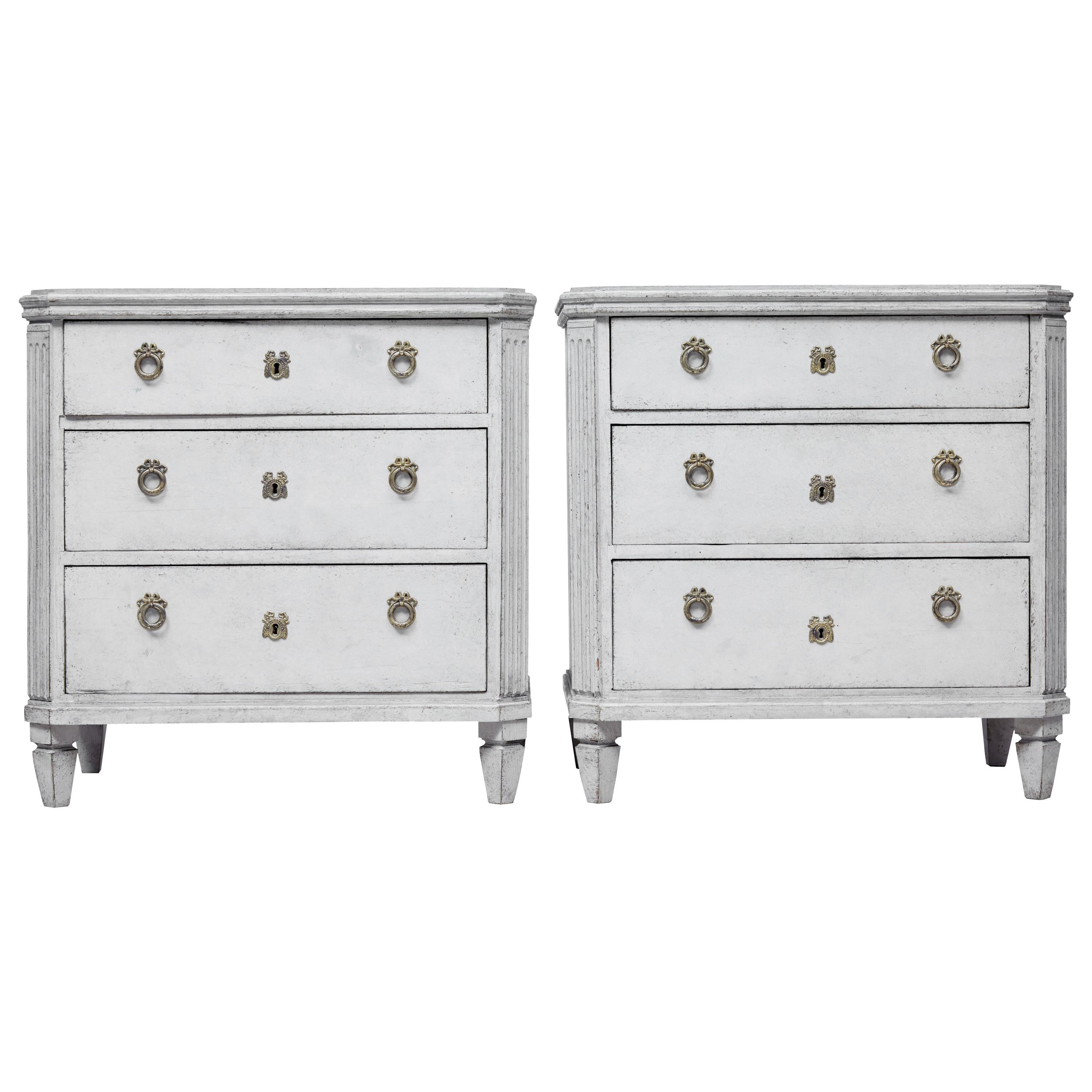 Pair of 19th Century Painted Swedish Commodes