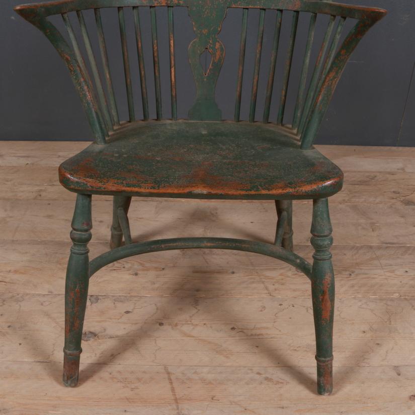 Pair of 19th Century Painted Windsor Chairs In Good Condition In Leamington Spa, Warwickshire
