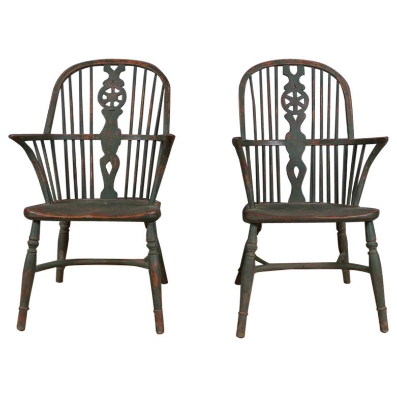 Pair of 19th Century Painted Windsor Chairs