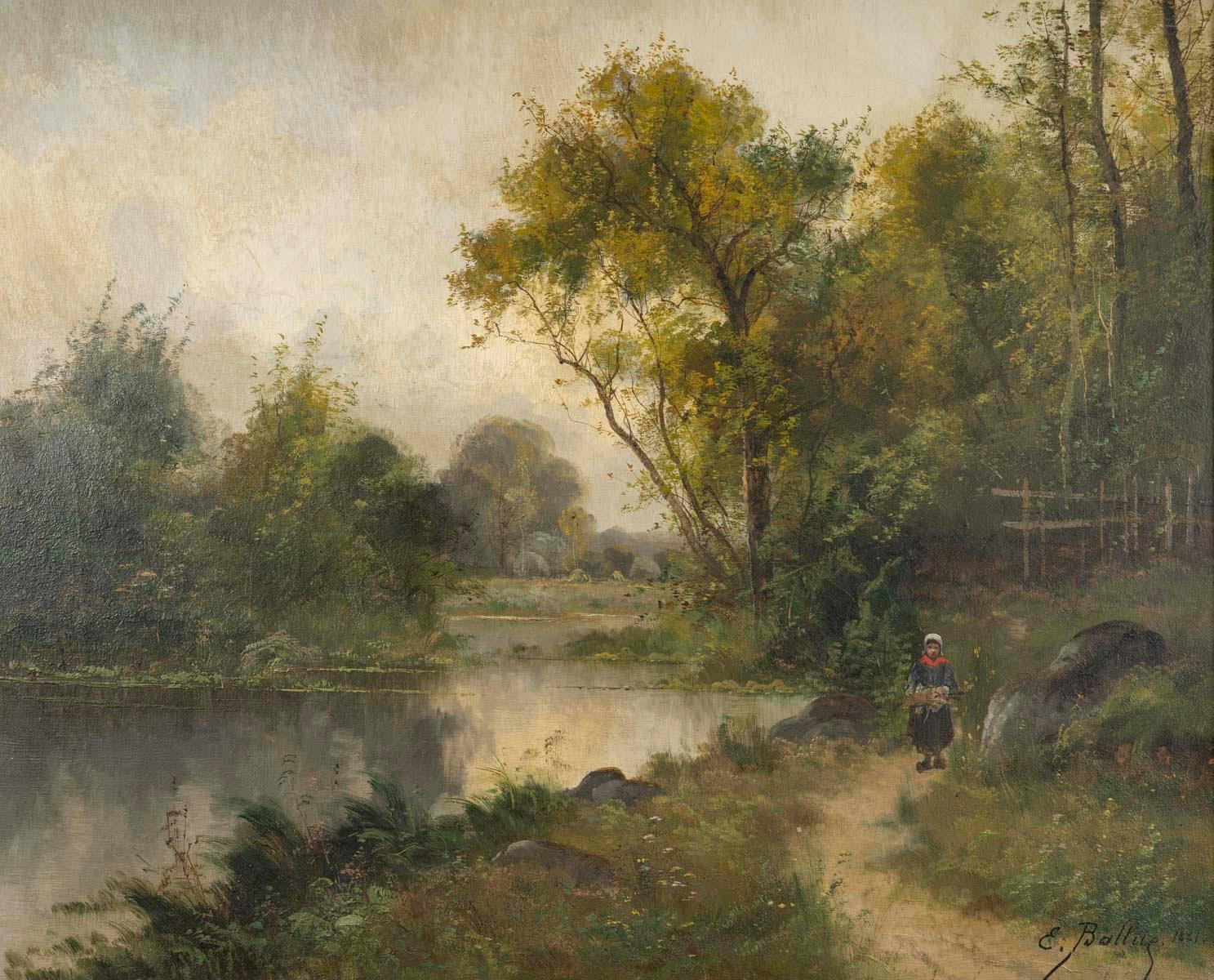 Gemäldepaar aus dem 19. Jahrhundert, signiert Emile Ballue (1820-1886).

Paar Gemälde, die Waldlandschaften von Emile Ballue (1820-1886) darstellen, signiert, mit ihren originalen Holz- und vergoldeten Keilrahmen.
Rahmen: H: 79cm, B: 90cm, T: