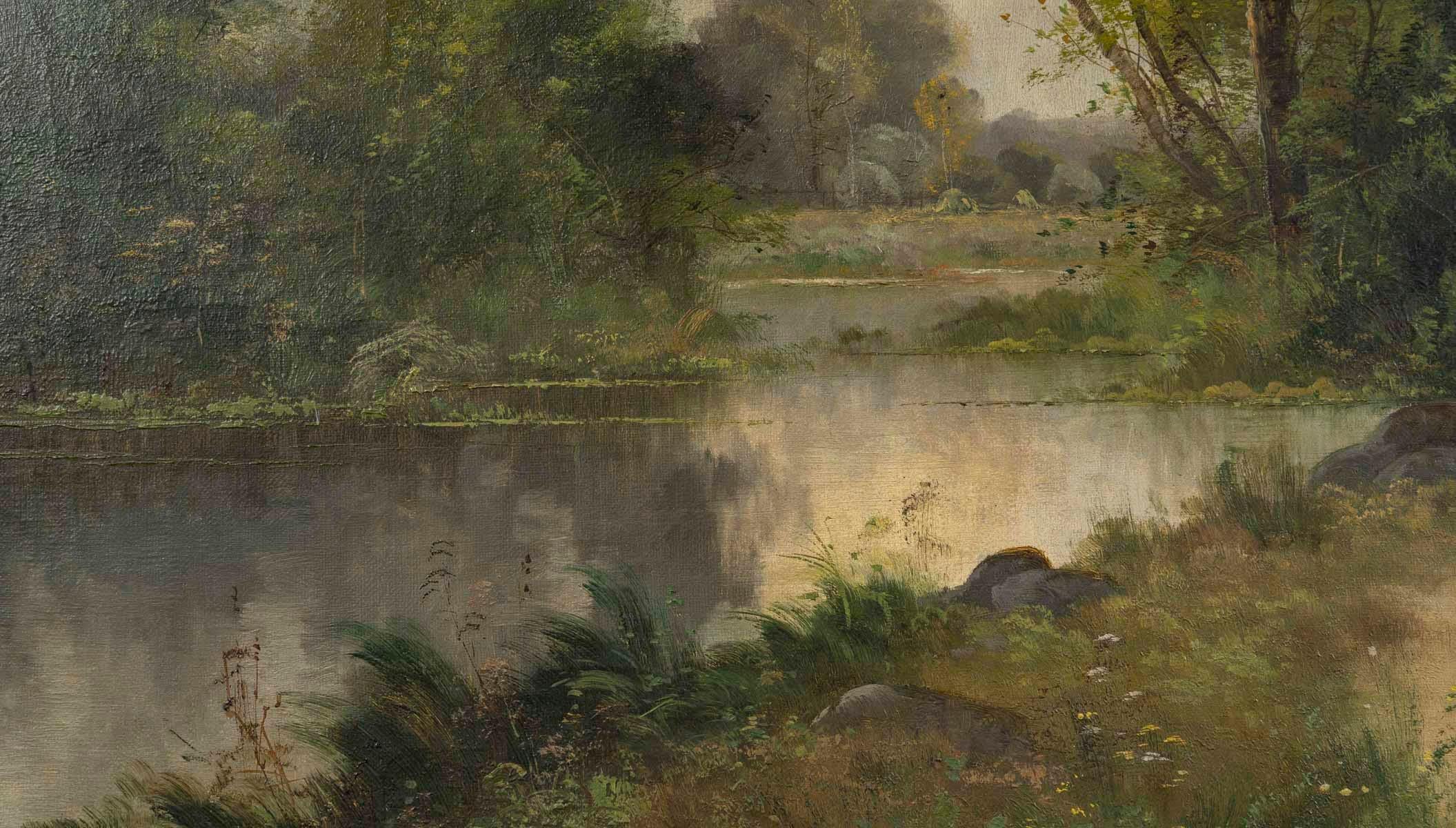 Paar Gemälde des 19. Jahrhunderts, signiert Emile Ballue (1820-1886). (Vergoldet) im Angebot