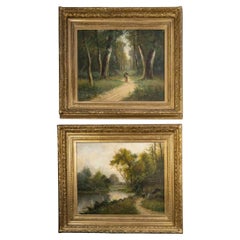 Pair of 19th Century Paintings, Signed Emile Ballue (1820-1886).