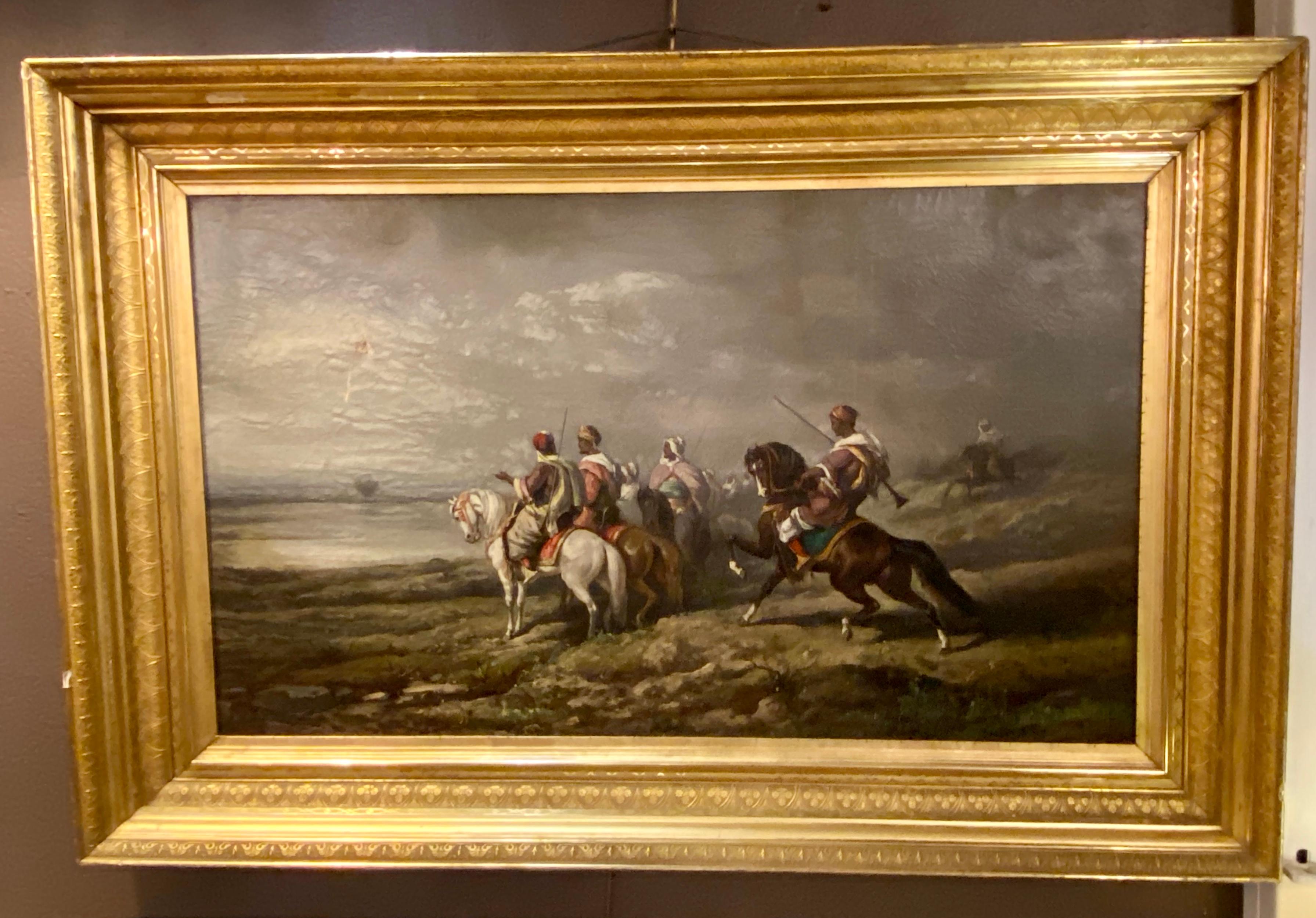Pair of 19th Century Palatial Oil on Canvas Paintings Signed 13