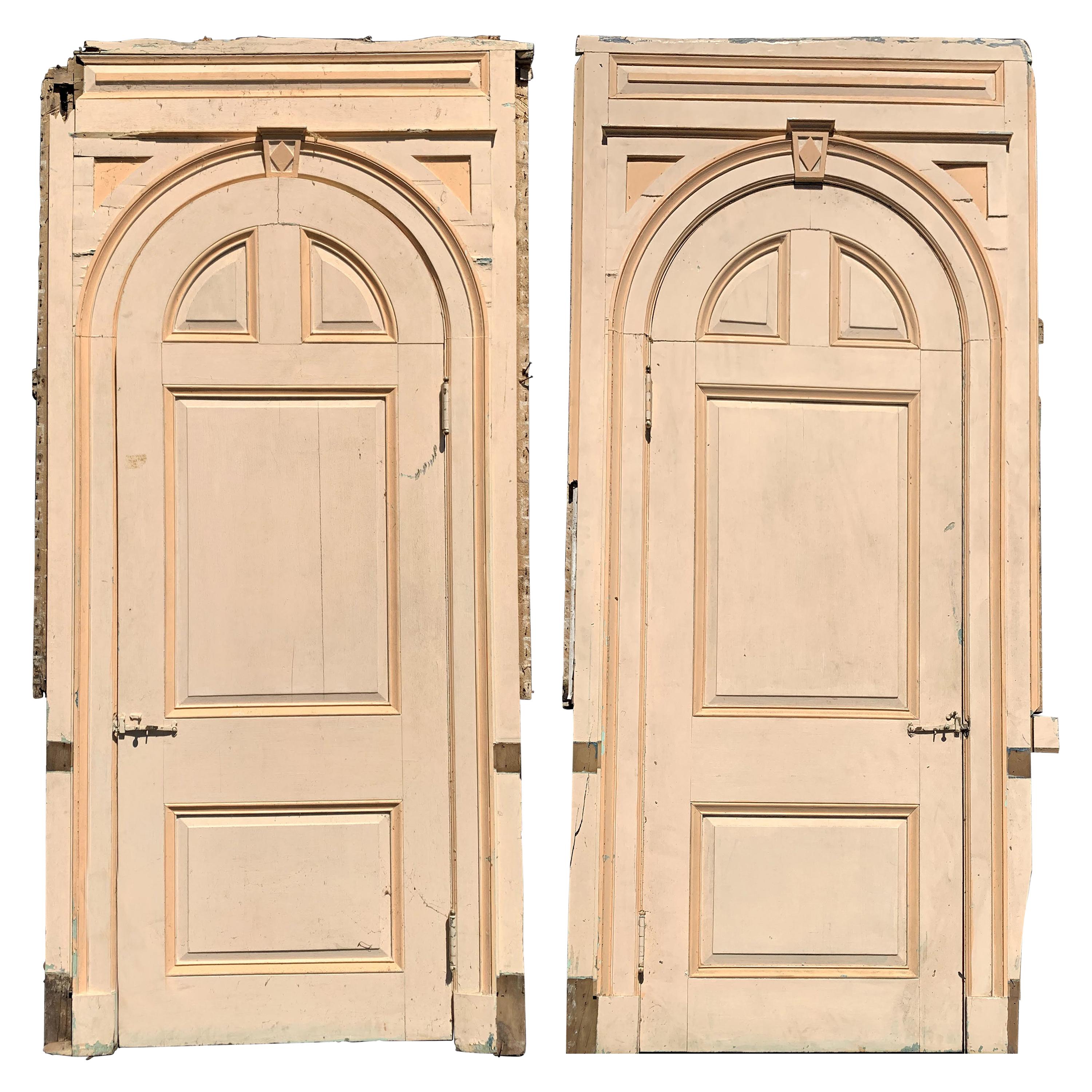 Pair of 19th Century Paneled Arched Top Doors from Manchester by the Sea, MA