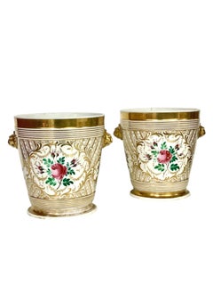 Pair of 19th Century Paris Porcelain Cachepots