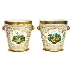 Pair of 19th Century Paris Porcelain Cachepots