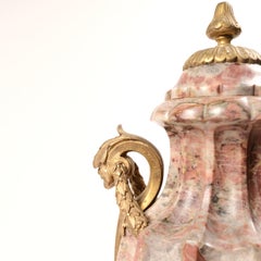 Pair of 19th Century Paris Rose Marble Urns
