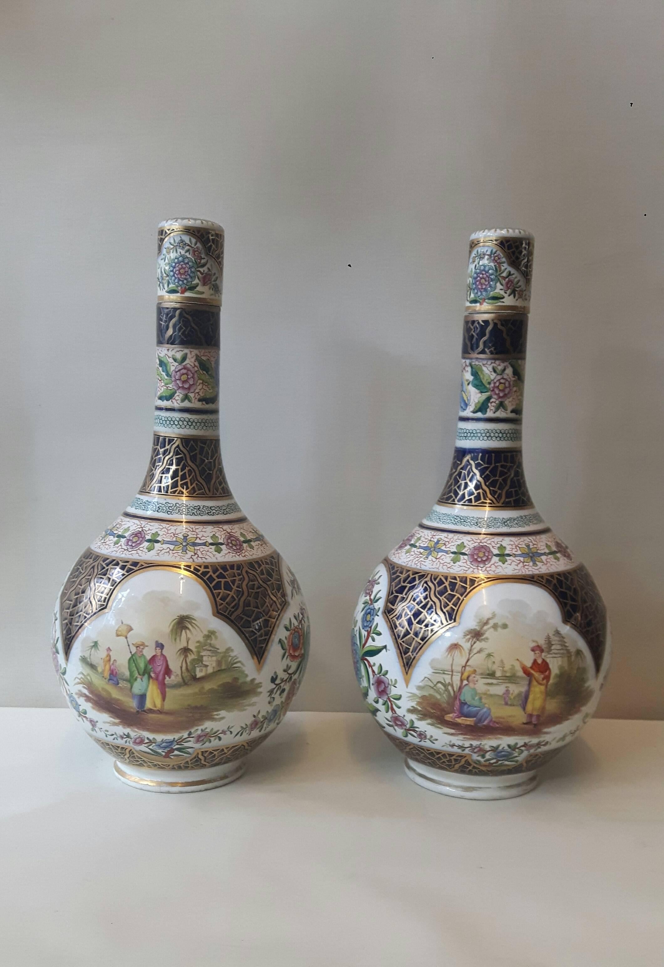 French Pair of 19th Century Paris Vase For Sale