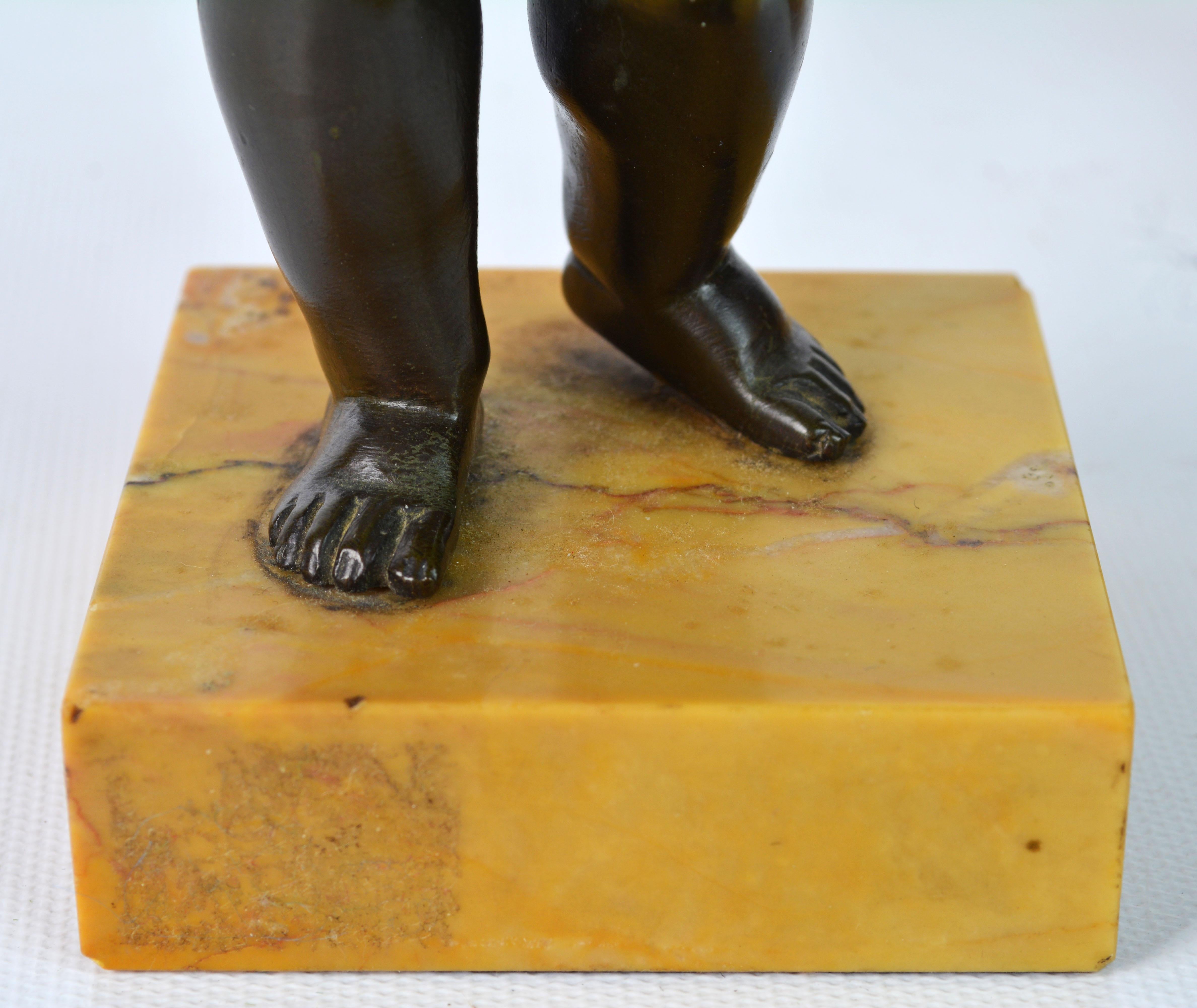 Pair of 19th Century Patinated Bronze Putti as Harvesters on Sienna Marble Bases 8