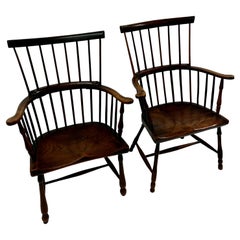 Antique Pair of 19th Century Patinated Windsor Chairs