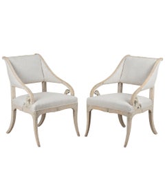 Pair of 19th Century Period Gustavian Armchairs Made in Stockholm