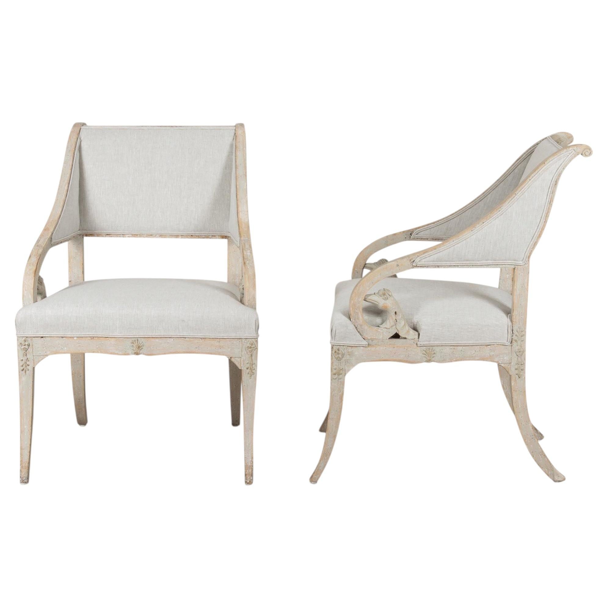 Pair of 19th Century Period Gustavian Armchairs Made in Stockholm