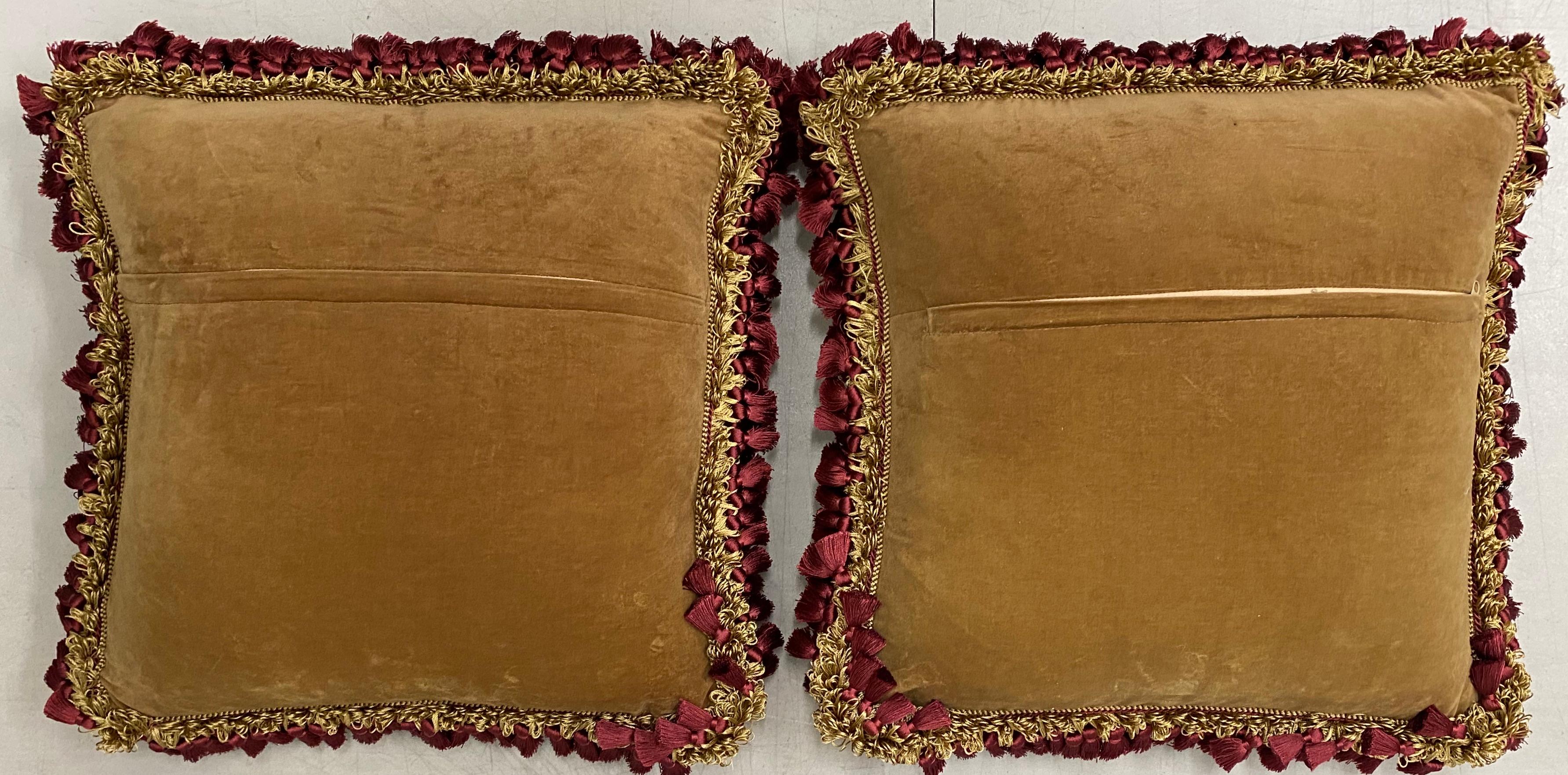 Pair of 19th Century Petit Point Panels over Mid-20th Century Pillows 4