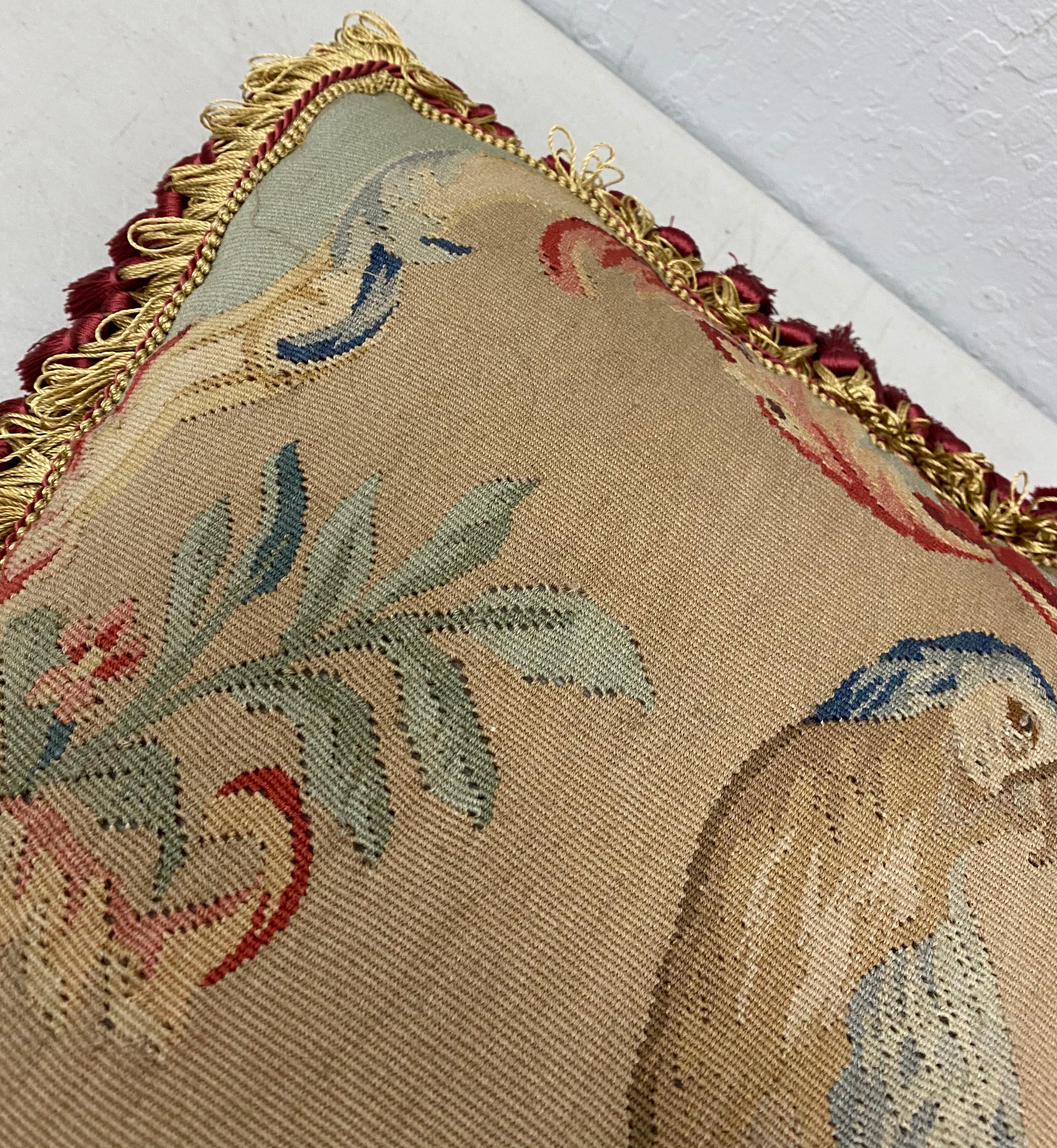 Hand-Crafted Pair of 19th Century Petit Point Panels over Mid-20th Century Pillows