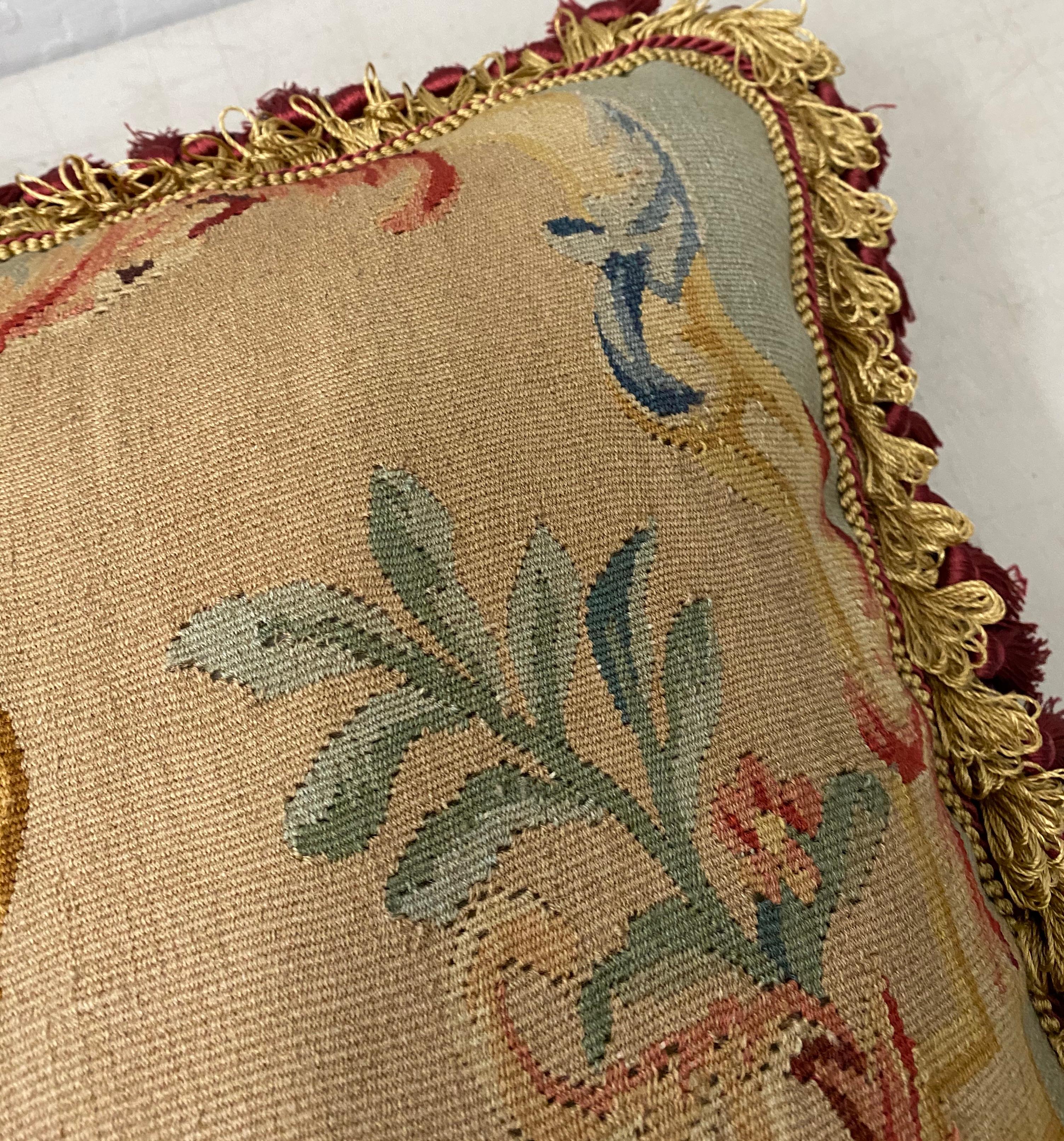 Pair of 19th Century Petit Point Panels over Mid-20th Century Pillows 1