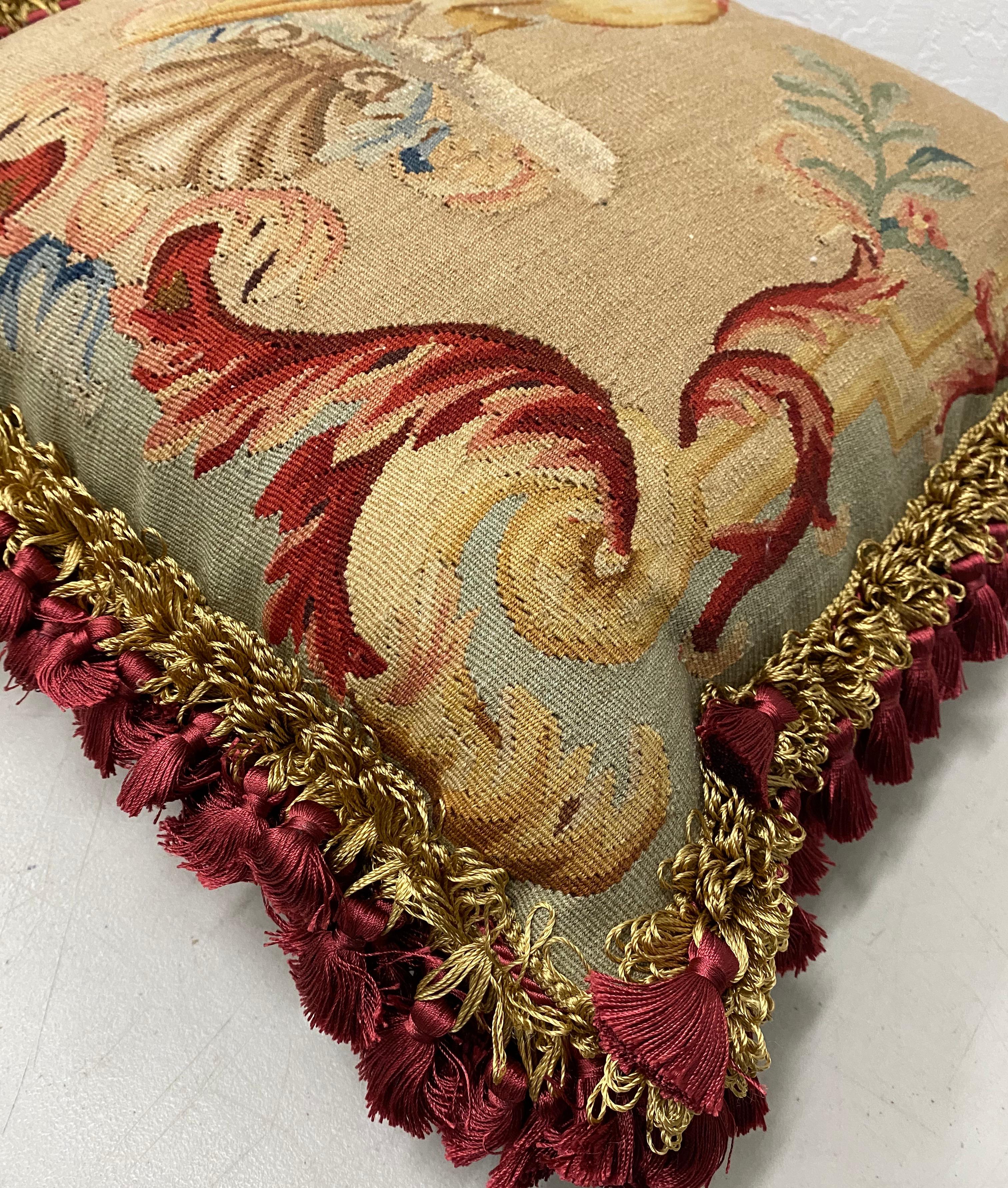 Pair of 19th Century Petit Point Panels over Mid-20th Century Pillows 2