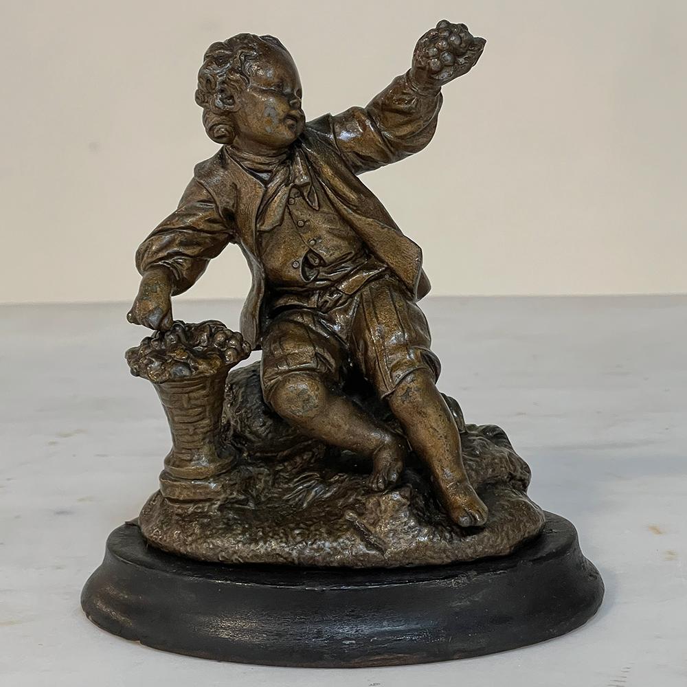 Pair of 19th Century Petite Spelter Statues, Bookends For Sale 3