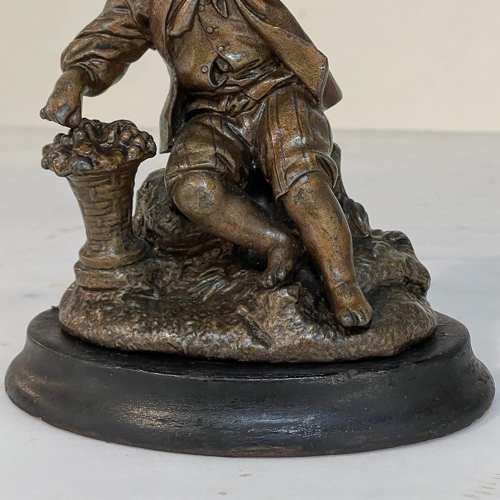 Pair of 19th Century Petite Spelter Statues, Bookends For Sale 5
