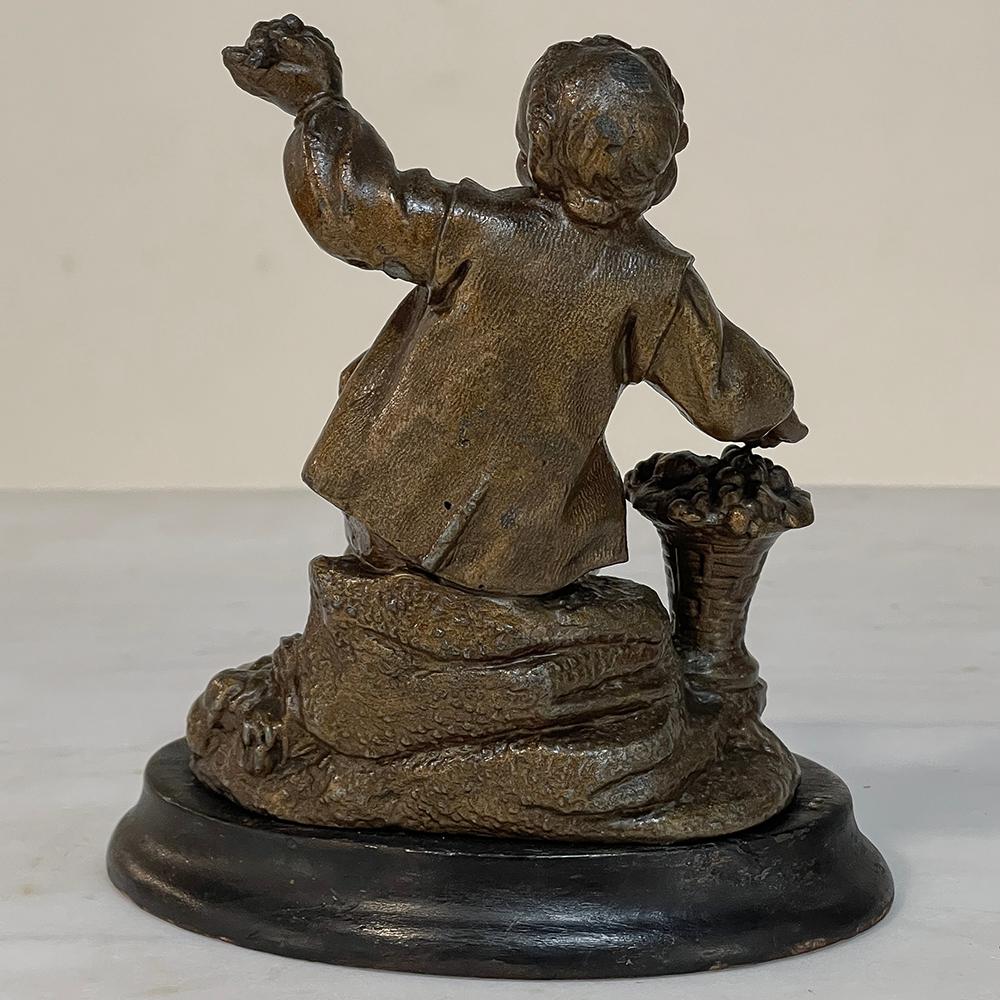 Pair of 19th Century Petite Spelter Statues, Bookends For Sale 6