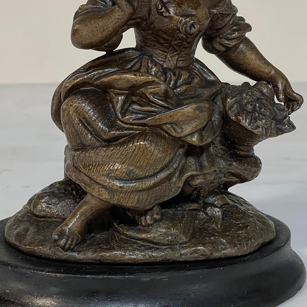 Pair of 19th Century Petite Spelter Statues, Bookends For Sale 9